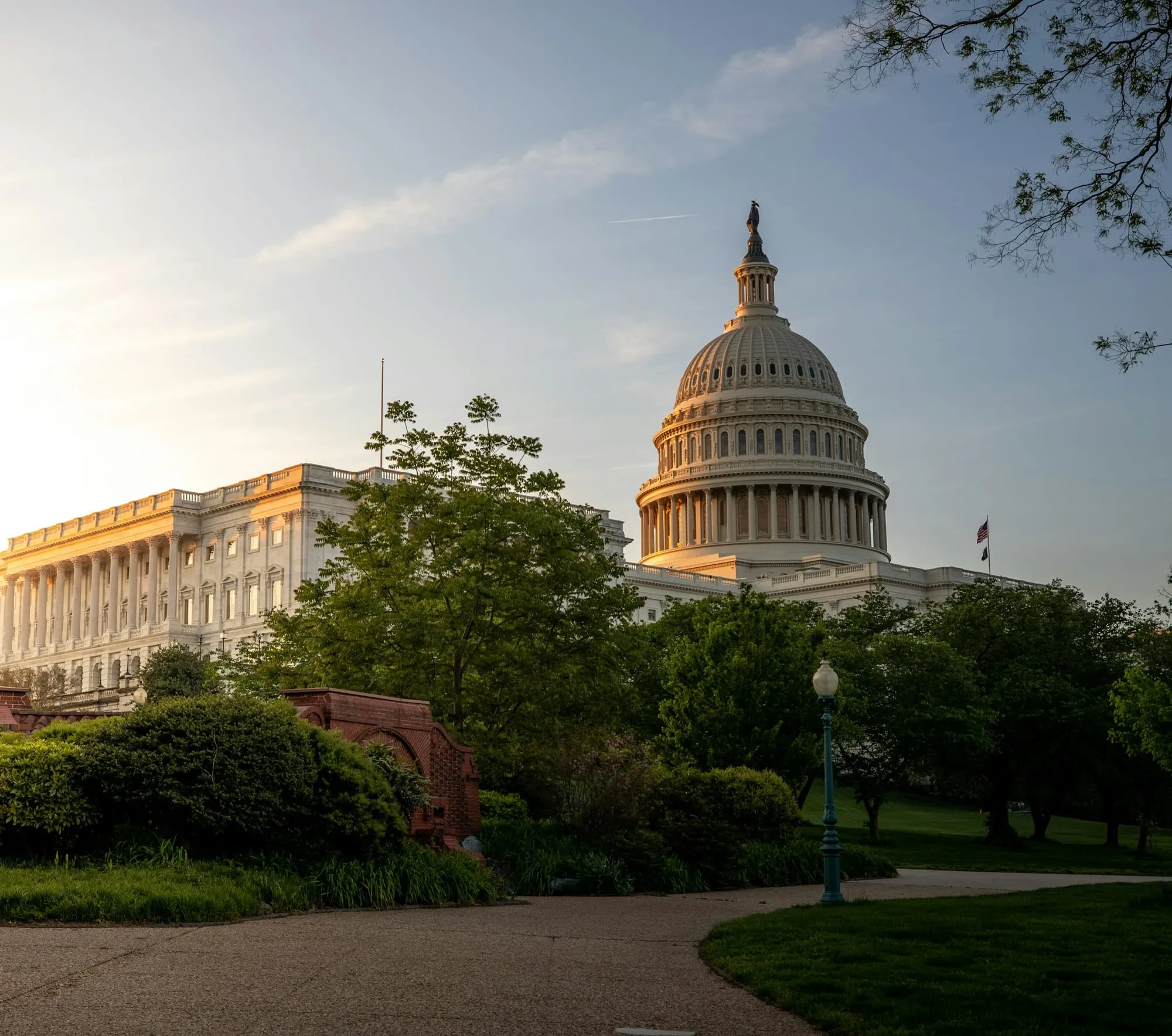 The United States Capitol in Washington, DC, at golden hour